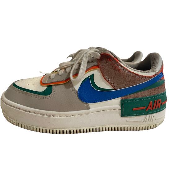 Nike Women’s Air Force 1 Shadow Sail Signal Blue Green CI0919-109 Sz 8.5 Sneaker - Picture 1 of 6